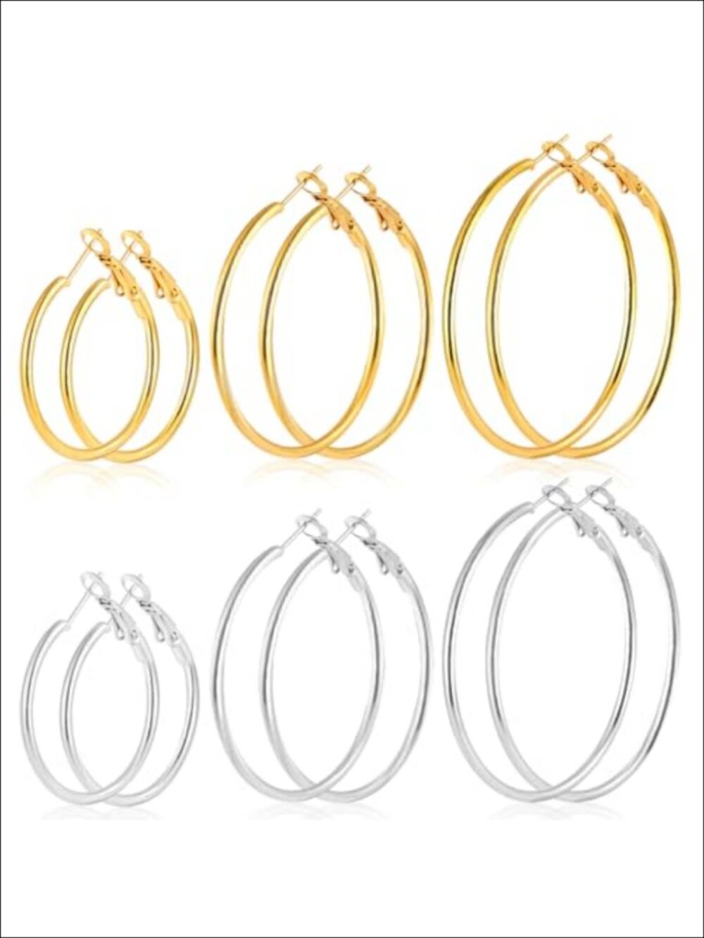 Stainless Steel Hoop Earrings Set Hypoallergenic 14K Gold Plated